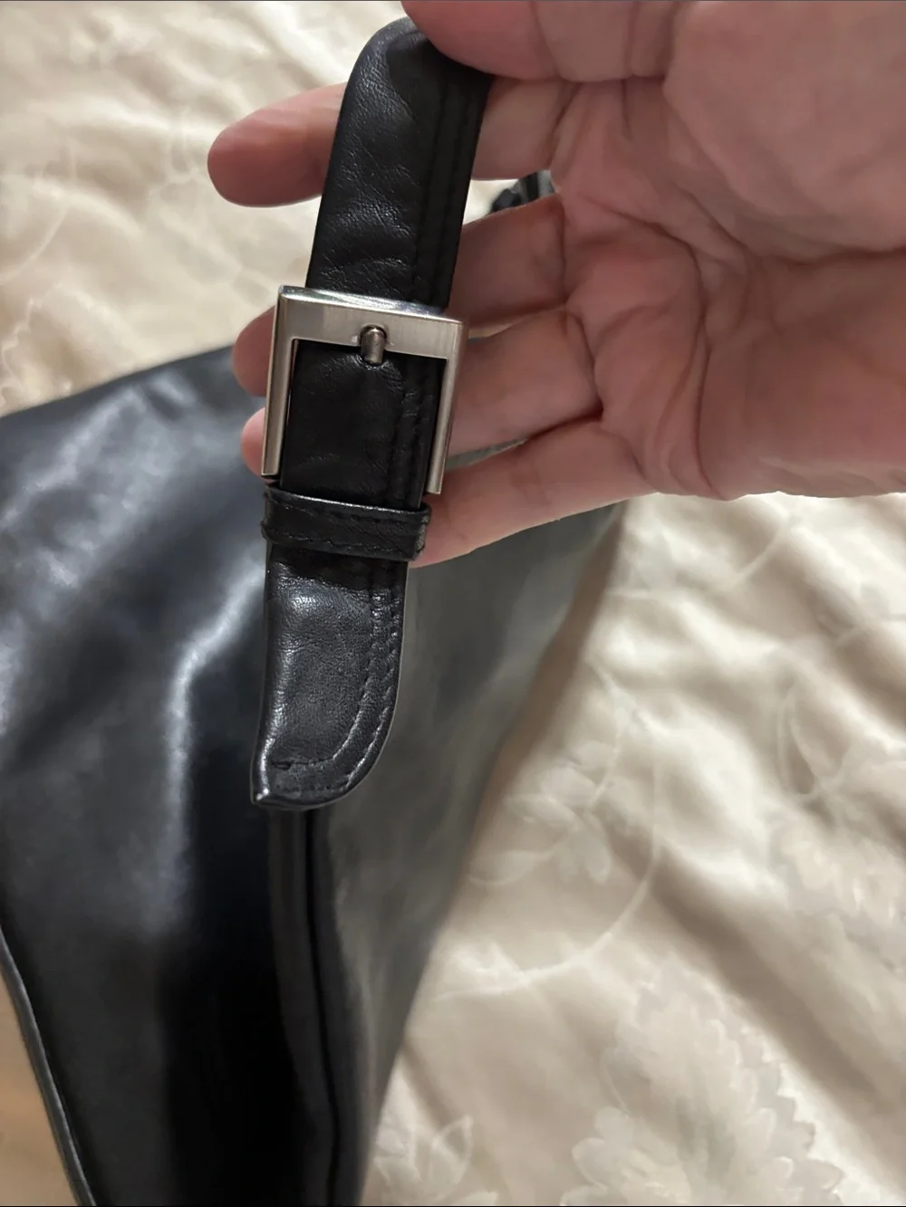 Tignanello Black Leather Crossbody Messenger Bag